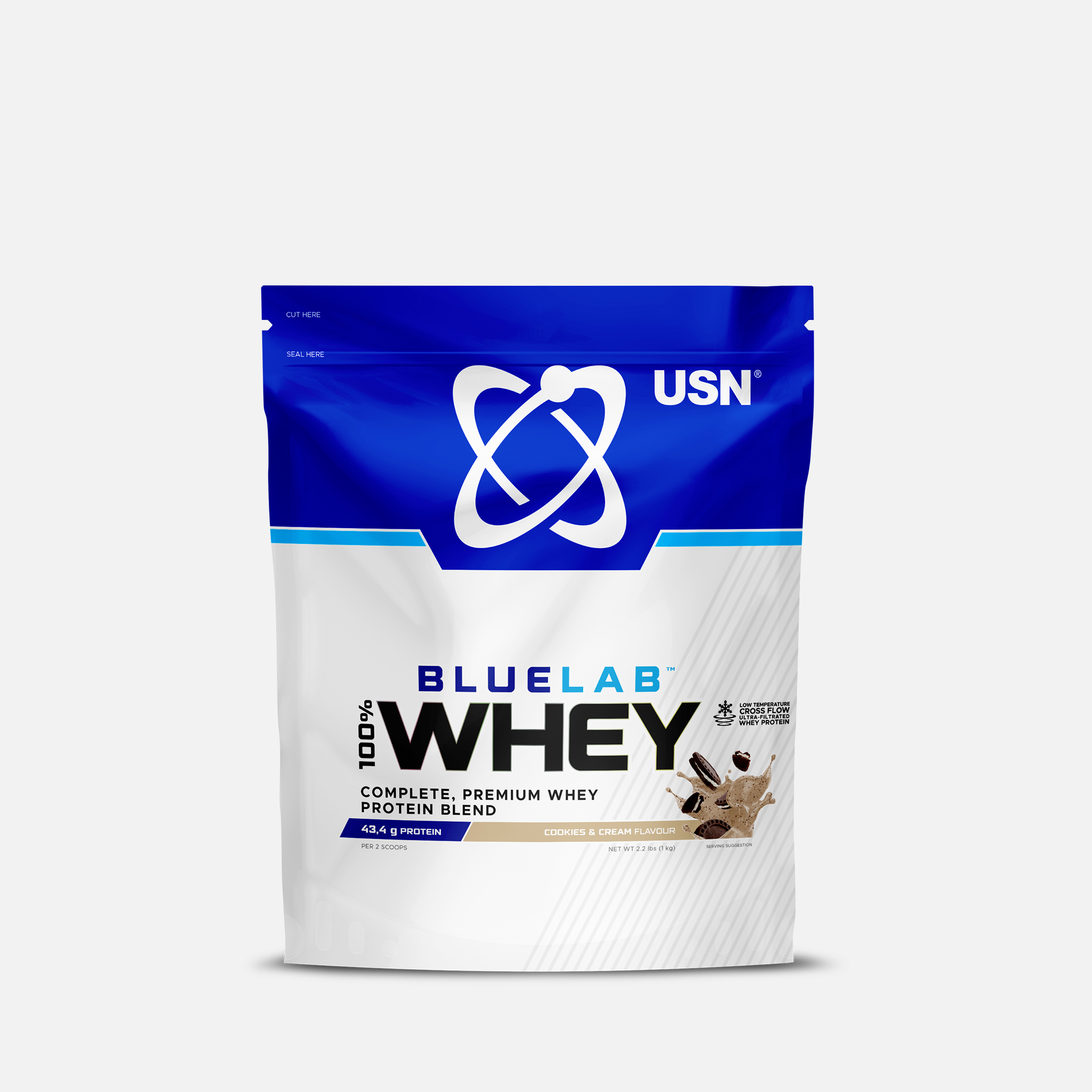 USN BlueLab® 100% Whey Protein. An ultra-premium blend of whey protein isolate, concentrate, and hydrolysate.