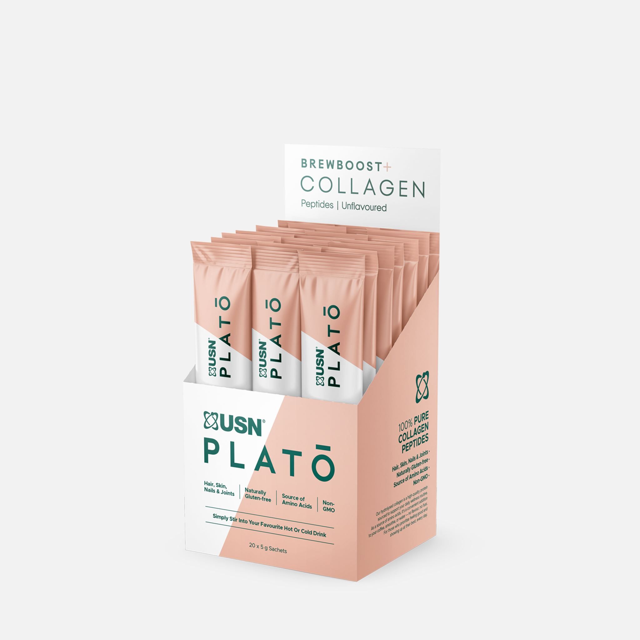 USN Plato Brewboost + Collagen 5gx20 Sachets -Hair, Skin, Nails & Joint Support