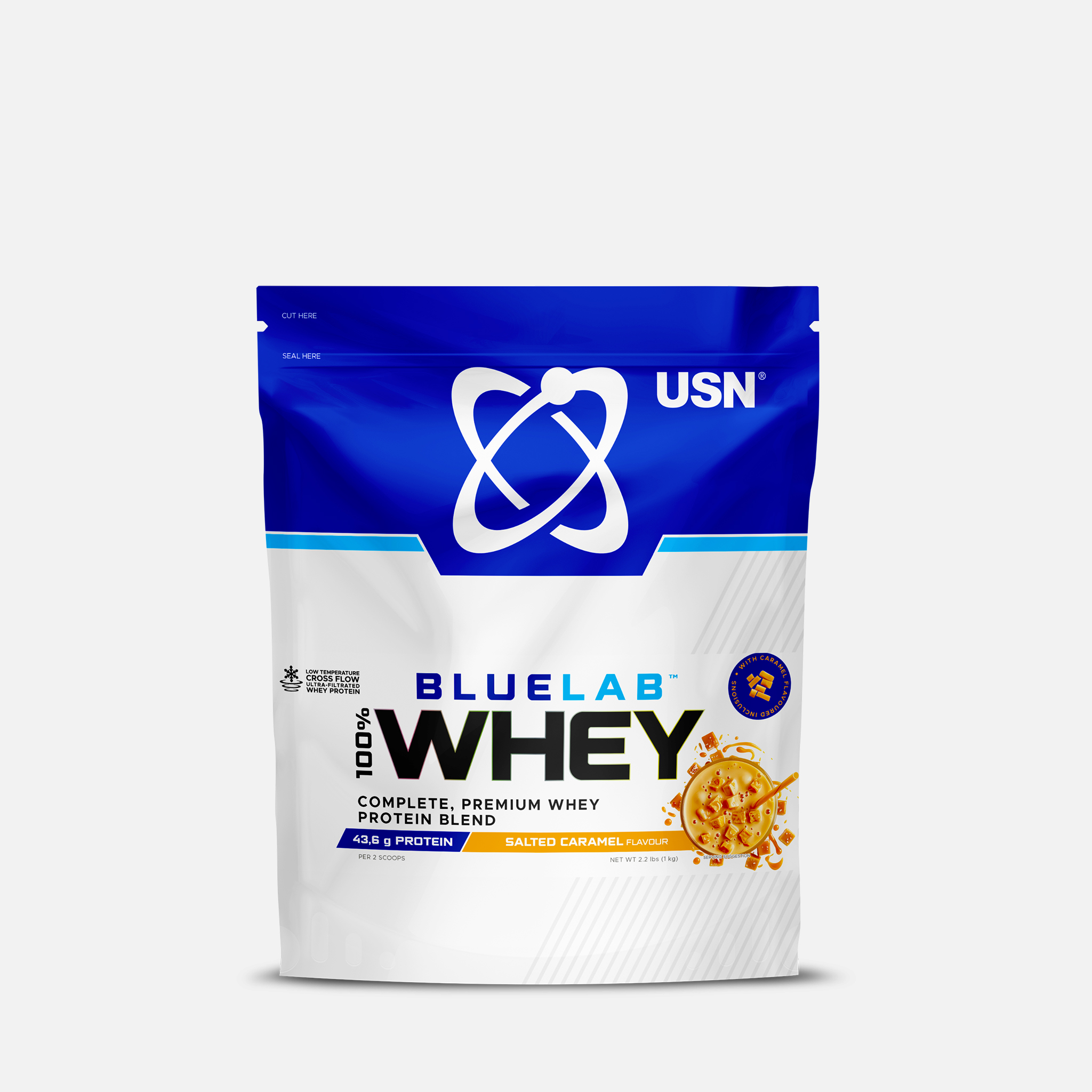 USN BlueLab® 100% Whey Protein. An ultra-premium blend of whey protein isolate, concentrate, and hydrolysate.