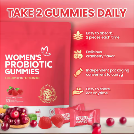 Women’s Probiotic Gummies Formulated with probiotics to support gut health, digestive balance, immune support, & Support your feminine wellness naturally with our delicious women’s probiotic gummies.