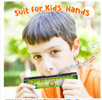 Kids Harmonica16-Hole Harmonica Cartoon Animals Painted Toy Musical Instrument Play Kids Early Educational Toys for Children Gifts Harmonica for Kids, Lightweight Cartoon Harmonica with Double Row