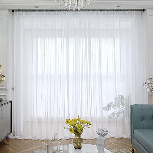 Cream Blackout Curtain Set with White Heavy Sheer Curtain Eyelet Window Drapes 240cm Height Living Room Bedroom Curtains