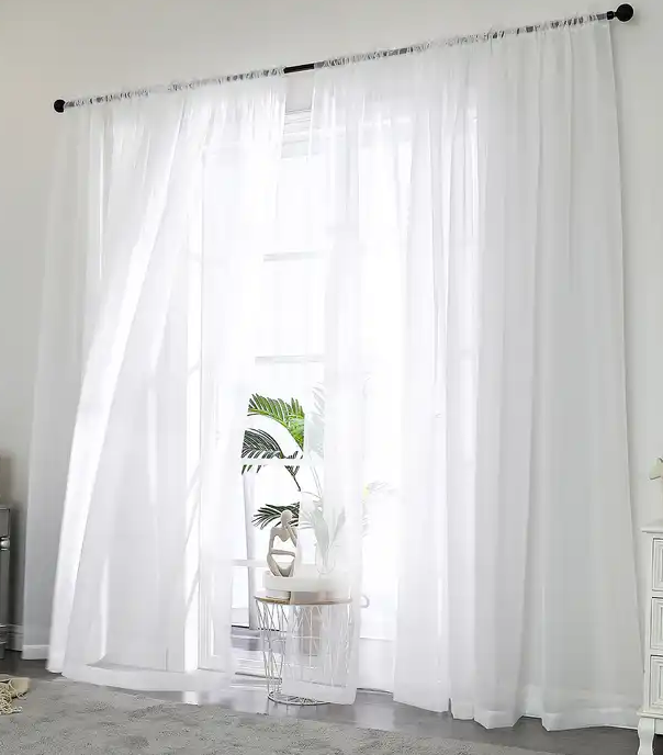 Cream Blackout Curtain Set with White Heavy Sheer Curtain Eyelet Window Drapes 240cm Height Living Room Bedroom Curtains