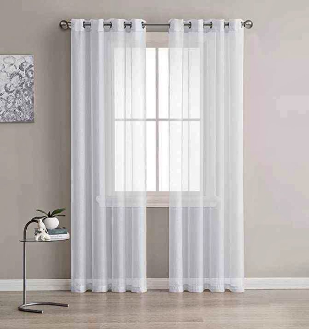 Cream Blackout Curtain Set with White Heavy Sheer Curtain Eyelet Window Drapes 240cm Height Living Room Bedroom Curtains