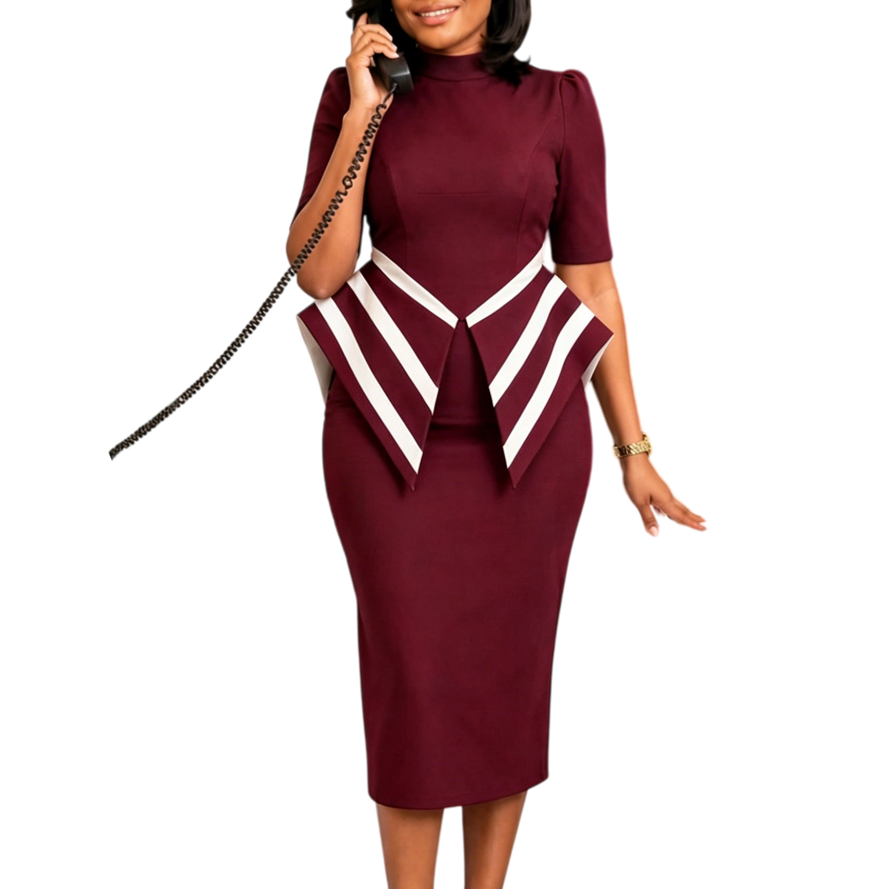 New product selection: Cross border foreign trade women's clothing new fashion five quarter sleeve bag hip elegant OL Thongler African European and American dress