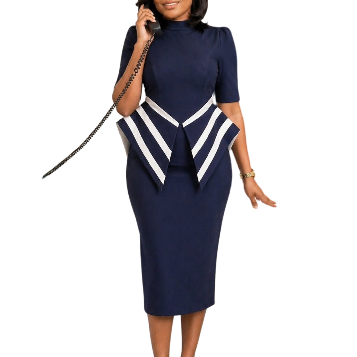 New product selection: Cross border foreign trade women's clothing new fashion five quarter sleeve bag hip elegant OL Thongler African European and American dress