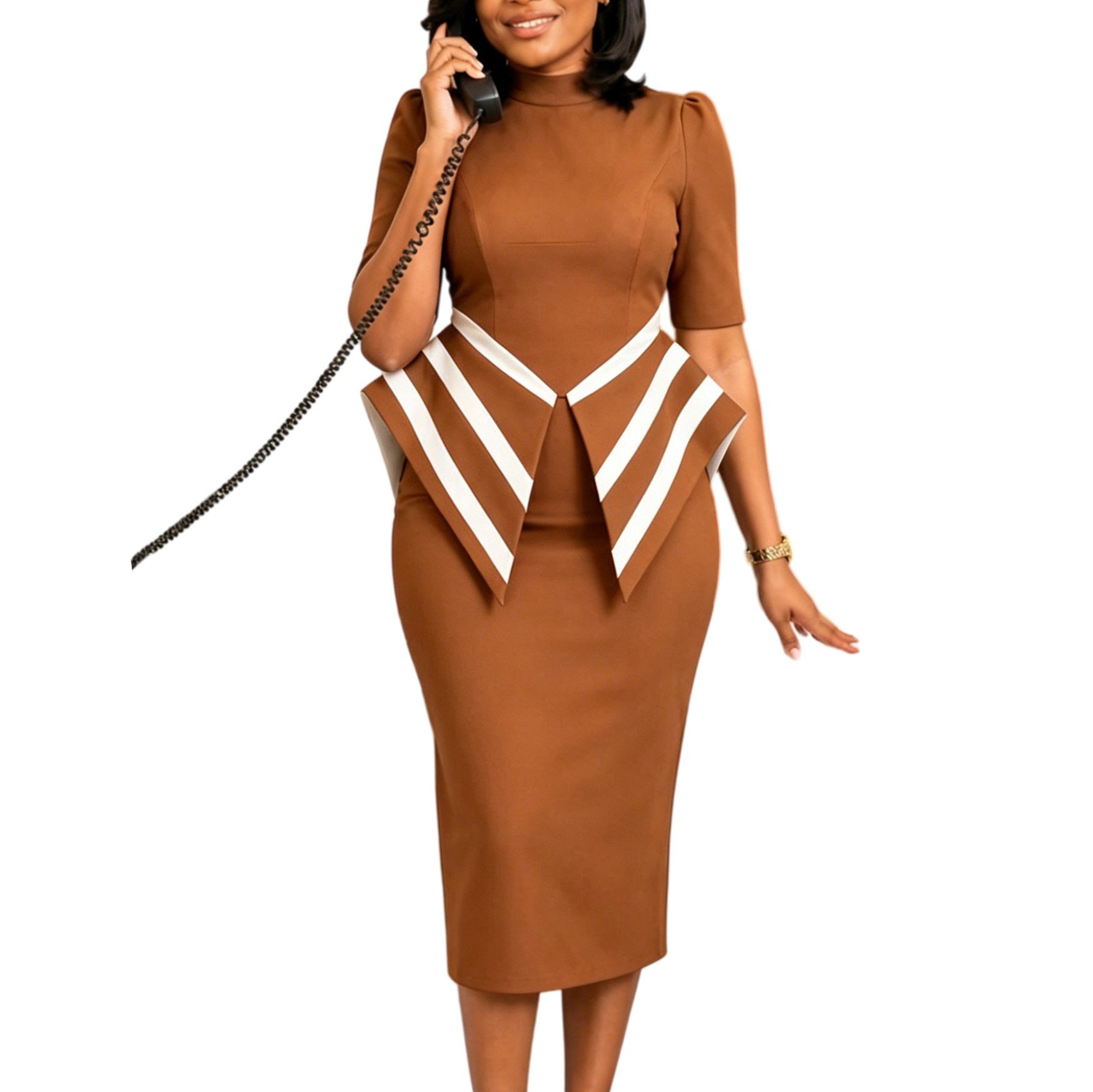 New product selection: Cross border foreign trade women's clothing new fashion five quarter sleeve bag hip elegant OL Thongler African European and American dress
