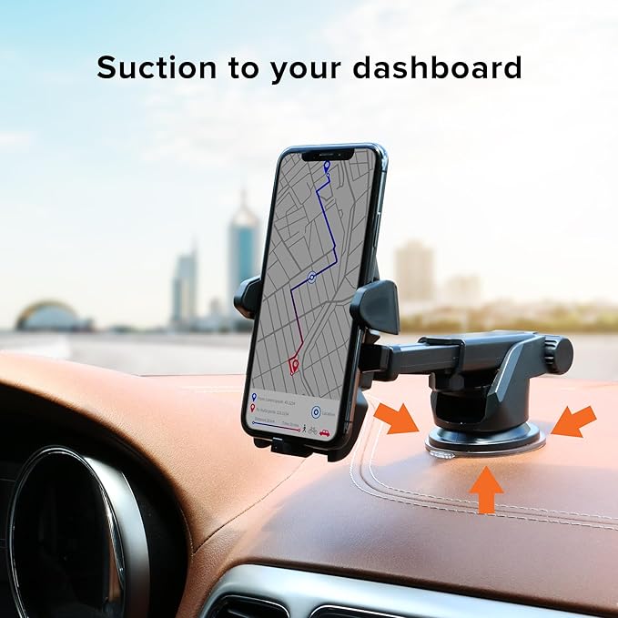 Universal Car Phone Holder 360° Adjustable Dashboard Windshield Mount Anti-Slip Smartphone Holder for GPS Navigation