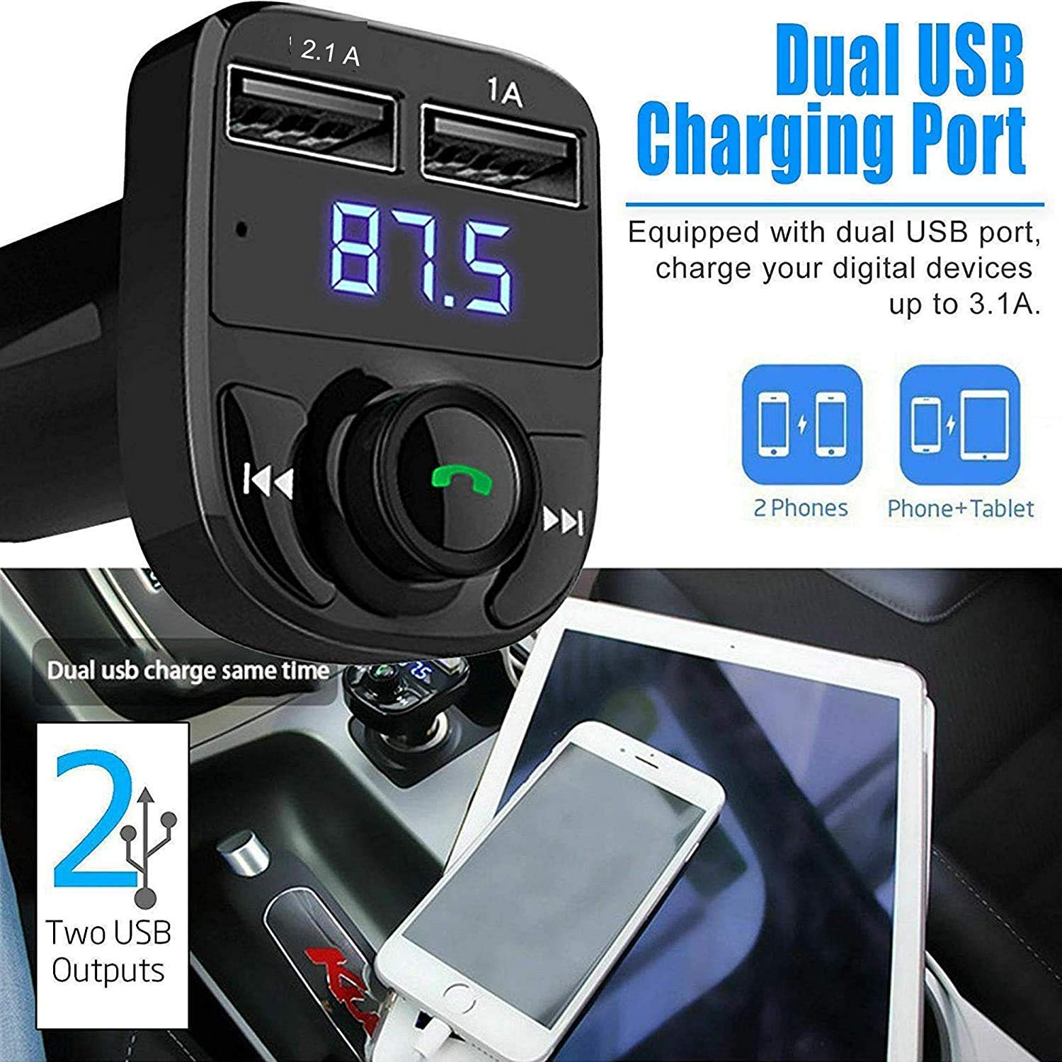 X8 Bluetooth FM Transmitter Wireless Car MP3 Player Dual USB Fast Charger Handsfree Car Modulator