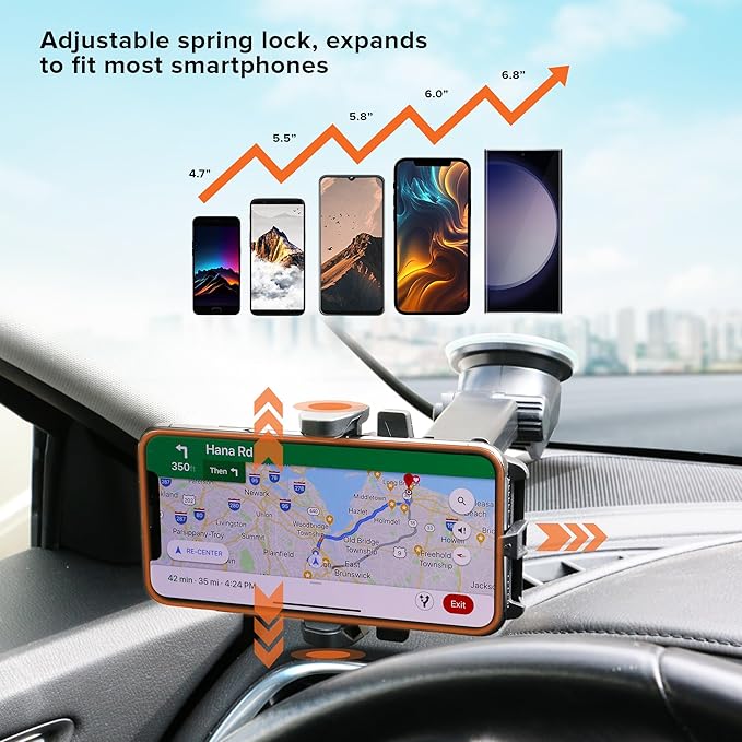 Universal Car Phone Holder 360° Adjustable Dashboard Windshield Mount Anti-Slip Smartphone Holder for GPS Navigation