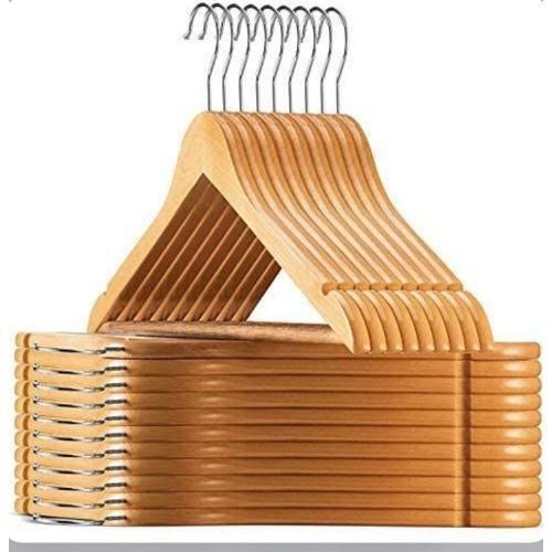 Light Brown Wooden Clothes Hangers Heavy Duty Non-Slip Coat Suit Shirt Dress Hangers for Wardrobe Organization