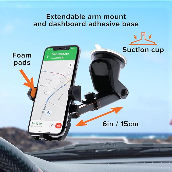 Universal Car Phone Holder 360° Adjustable Dashboard Windshield Mount Anti-Slip Smartphone Holder for GPS Navigation