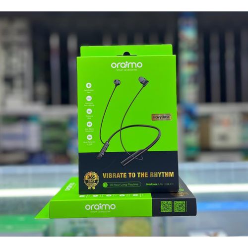 Oraimo Necklace Lite Call Vibration Wireless Headphones Neckband Earpods-BLACK
