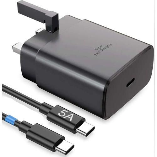 Samsung Fast Charger, Samsung USB C Charger Plug and Cable 1M USBC to Type C Charging Lead for Galaxy S25/S24/S23/S22/S21/S20/A17/A16/A15/A23/A25/A26/A32/A33/A34/A35/ - Black