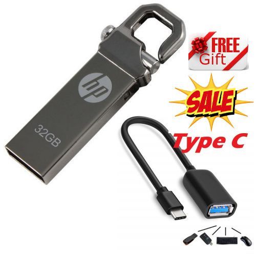 HP 32GB Flash Disk Drive + OTG Type C Cable HP 32 GB Flash disks drive