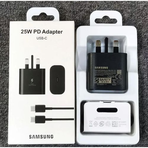 Samsung Fast Charger, Samsung USB C Charger Plug and Cable 1M USBC to Type C Charging Lead for Galaxy S25/S24/S23/S22/S21/S20/A17/A16/A15/A23/A25/A26/A32/A33/A34/A35/ - Black