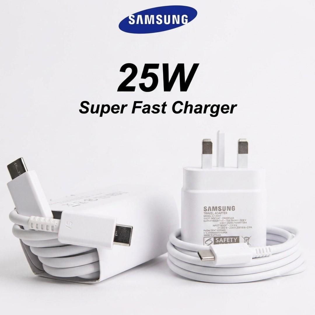 Samsung 25W Super Fast Charger 25 W Adapter With Type C To C Output For Galaxy A05, A05s, A14, A15, A23, A24, A25, A33, A34, A35, A53, A54, A55, A73, A74, A75  And All Type C Device Type C Charger