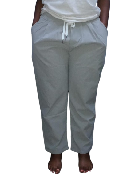Women’s Palazzo (Drawstring) Pants – Grey. Sizes: S, M, L, XL. Women's Trousers.