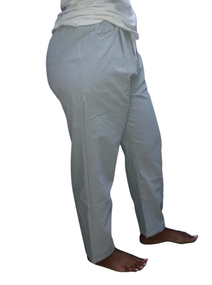 Women’s Palazzo (Drawstring) Pants – Grey. Sizes: S, M, L, XL. Women's Trousers.