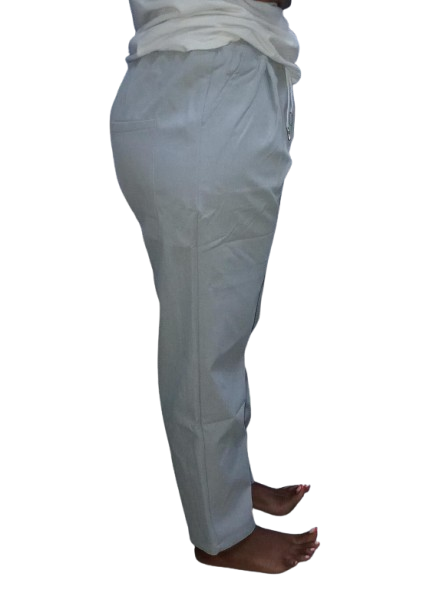 Women’s Palazzo (Drawstring) Pants – Grey. Sizes: S, M, L, XL. Women's Trousers.