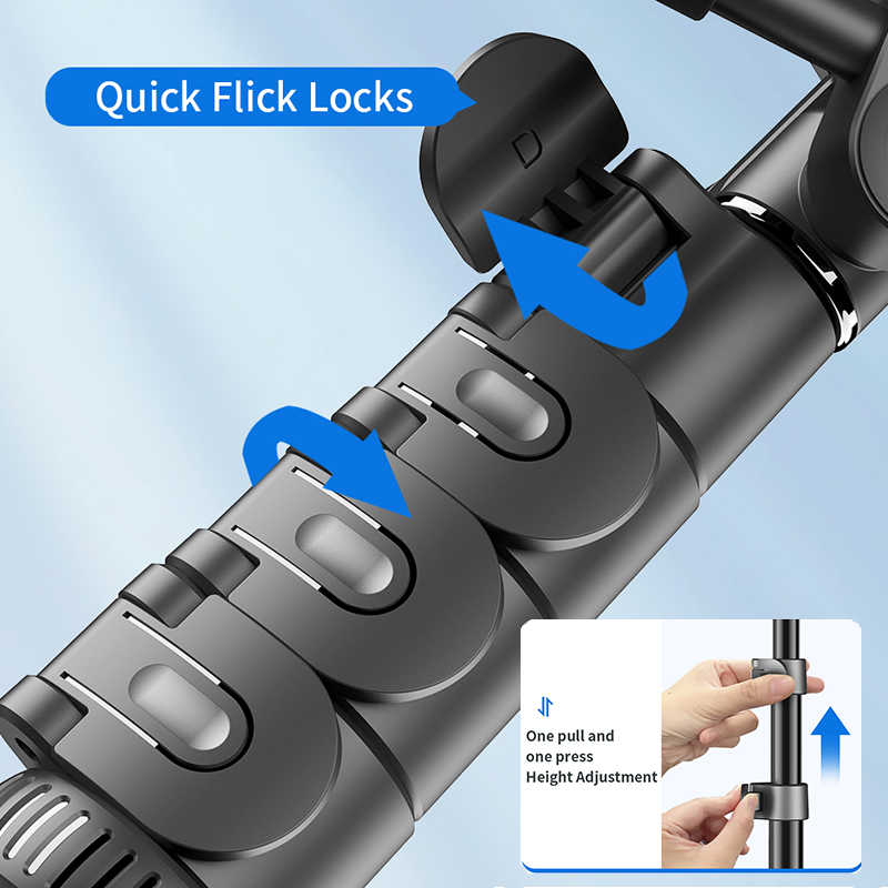 C06 1.8m Selfie Stick with Wireless Remote Control360° Rotating Shooting Action Camera Vlogging Kit Landing Tripod