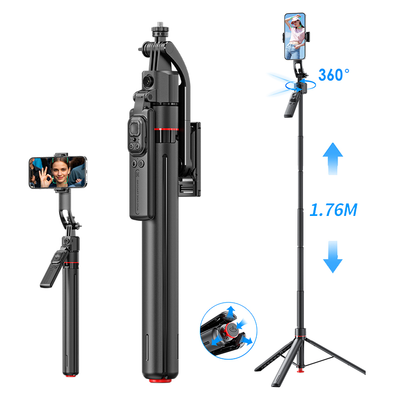 C17 AI Face Tracking Gesture Control Camera Tripod 360° Adjustable Detachable Quadrupod Selfie Stick for TikTok Streaming