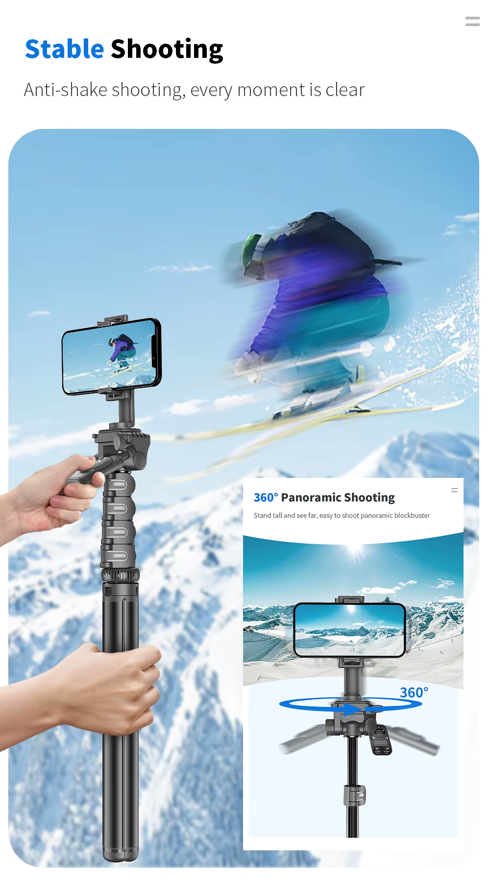 C06 1.8m Selfie Stick with Wireless Remote Control360° Rotating Shooting Action Camera Vlogging Kit Landing Tripod