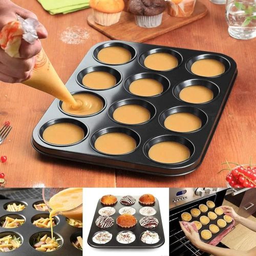 🎪New arrivals🔥🔥
 ♦️Nonstick 12-hole cupcakes baking tin cup cake mold
Kindly watch the video on how to use it