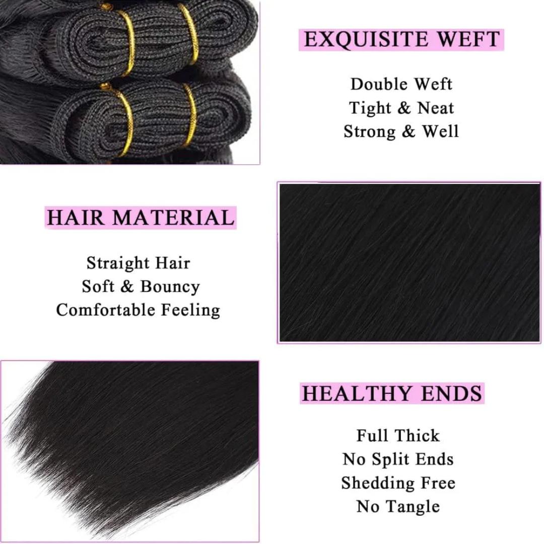 8 Inch Short Human Hair yaki straight Bundles Natural Color 1 Bundles 12A Brazilian Virgin Hair 100% yaki Straight Human