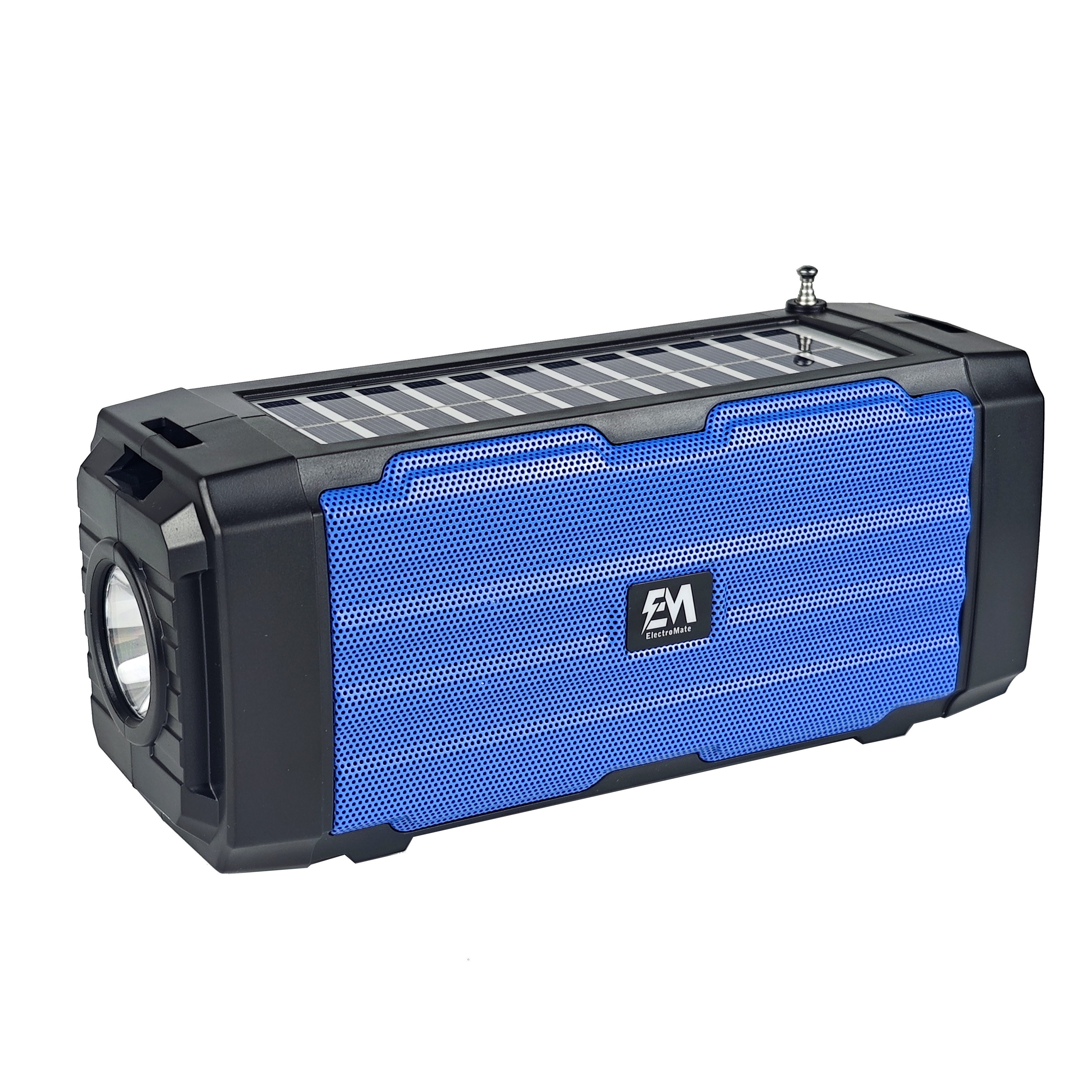 Solar Powered Bluetooth Speaker Portable Subwoofer Wireless Speaker With 100M Remote Flashlight Radio Retractable Antenna Physical Button Detachable Strap Support TF Card USB AUX Play TWS Surroun SS02
