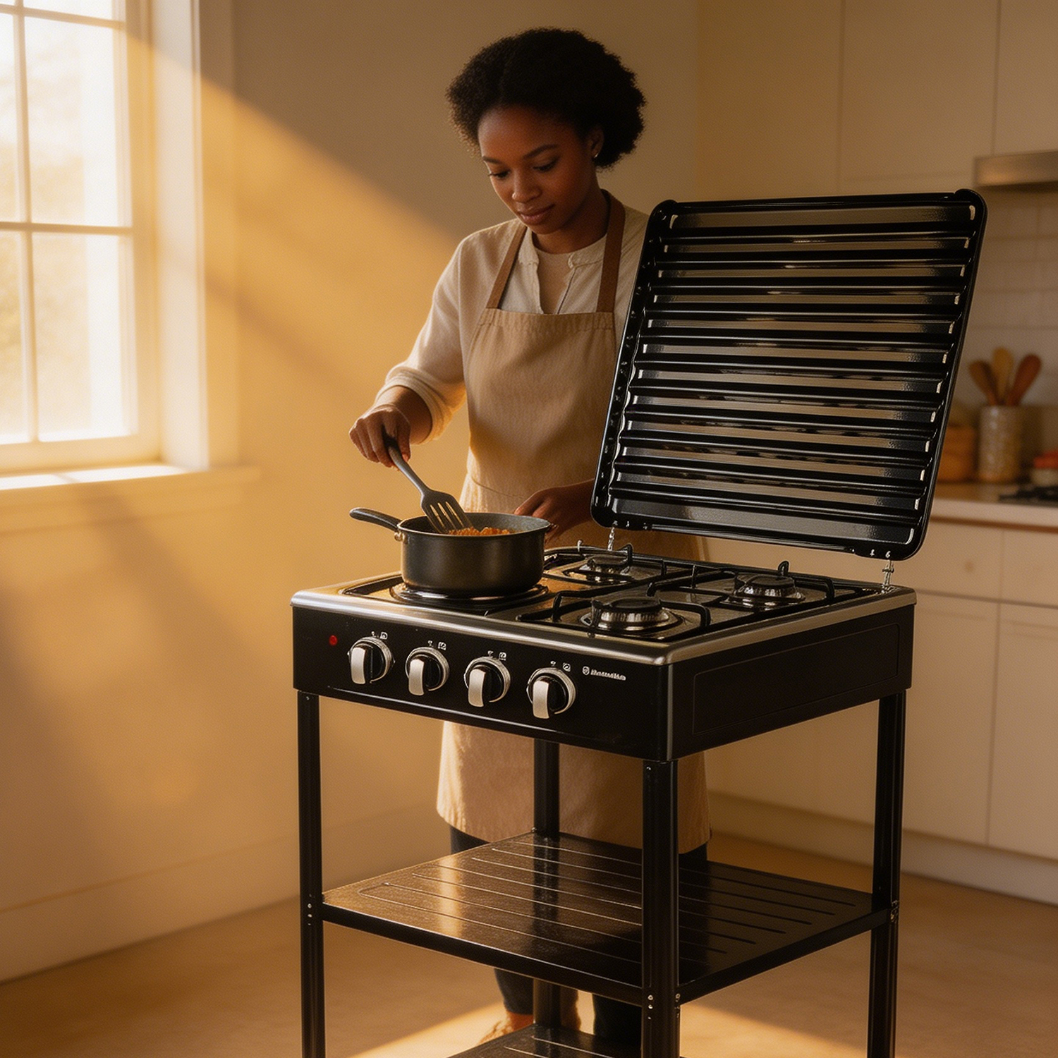 3 Gas + 1 Electric 4 Burners Free Standing Gas Cooker manual-ignition Cooking Range 55X50CM SGS04