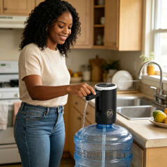 EM Electric Water Dispenser Pump for Gallon Bottles – Rechargeable, Portable Pump with Tap for Home, Office, and Outdoor Use  ElectroMate