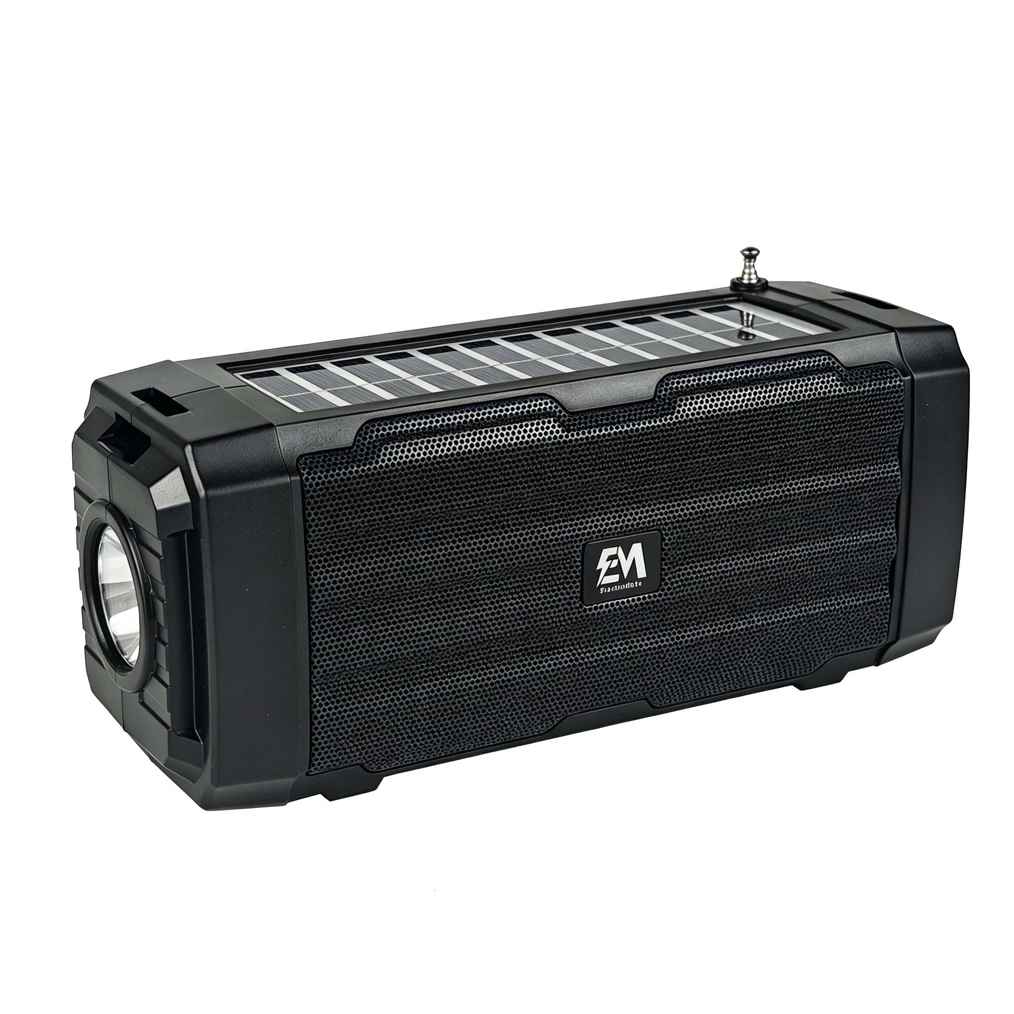 Solar Powered Bluetooth Speaker Portable Subwoofer Wireless Speaker With 100M Remote Flashlight Radio Retractable Antenna Physical Button Detachable Strap Support TF Card USB AUX Play TWS Surroun SS02