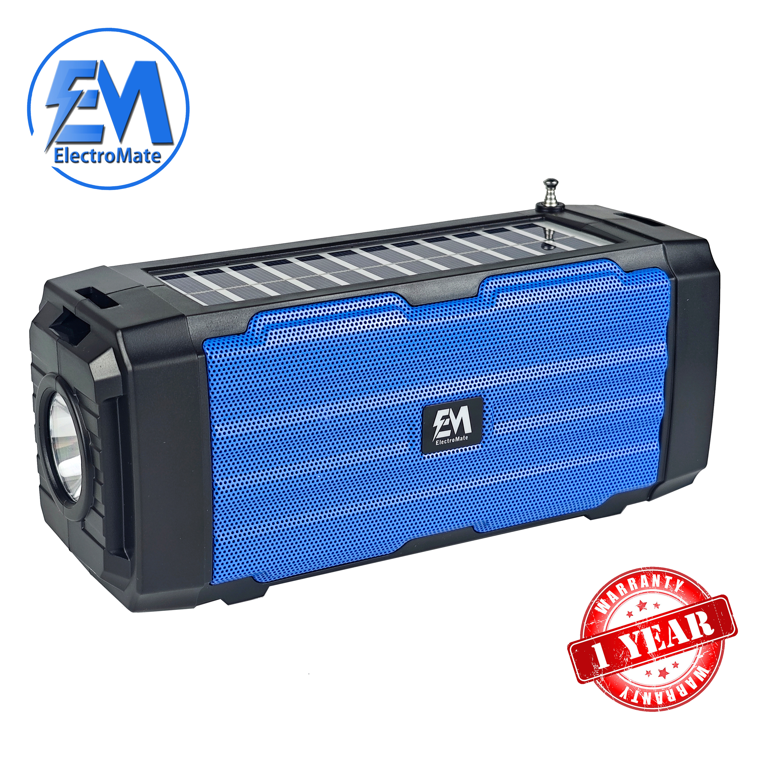 Solar Powered Bluetooth Speaker Portable Subwoofer Wireless Speaker With 100M Remote Flashlight Radio Retractable Antenna Physical Button Detachable Strap Support TF Card USB AUX Play TWS Surroun SS02