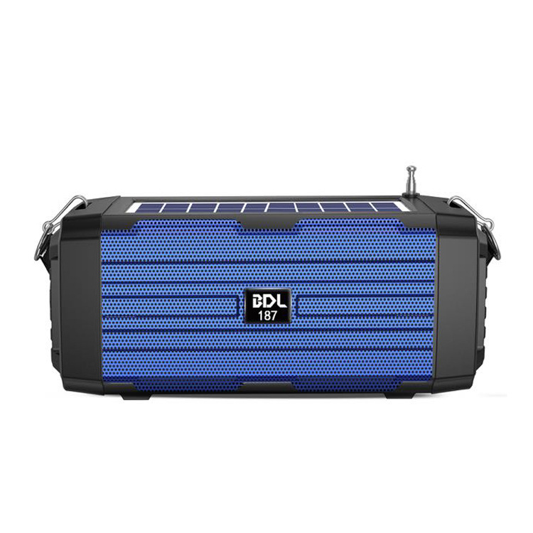 Solar Powered Bluetooth Speaker Portable Subwoofer Wireless Speaker With 100M Remote Flashlight Radio Retractable Antenna Physical Button Detachable Strap Support TF Card USB AUX Play TWS Surroun SS02