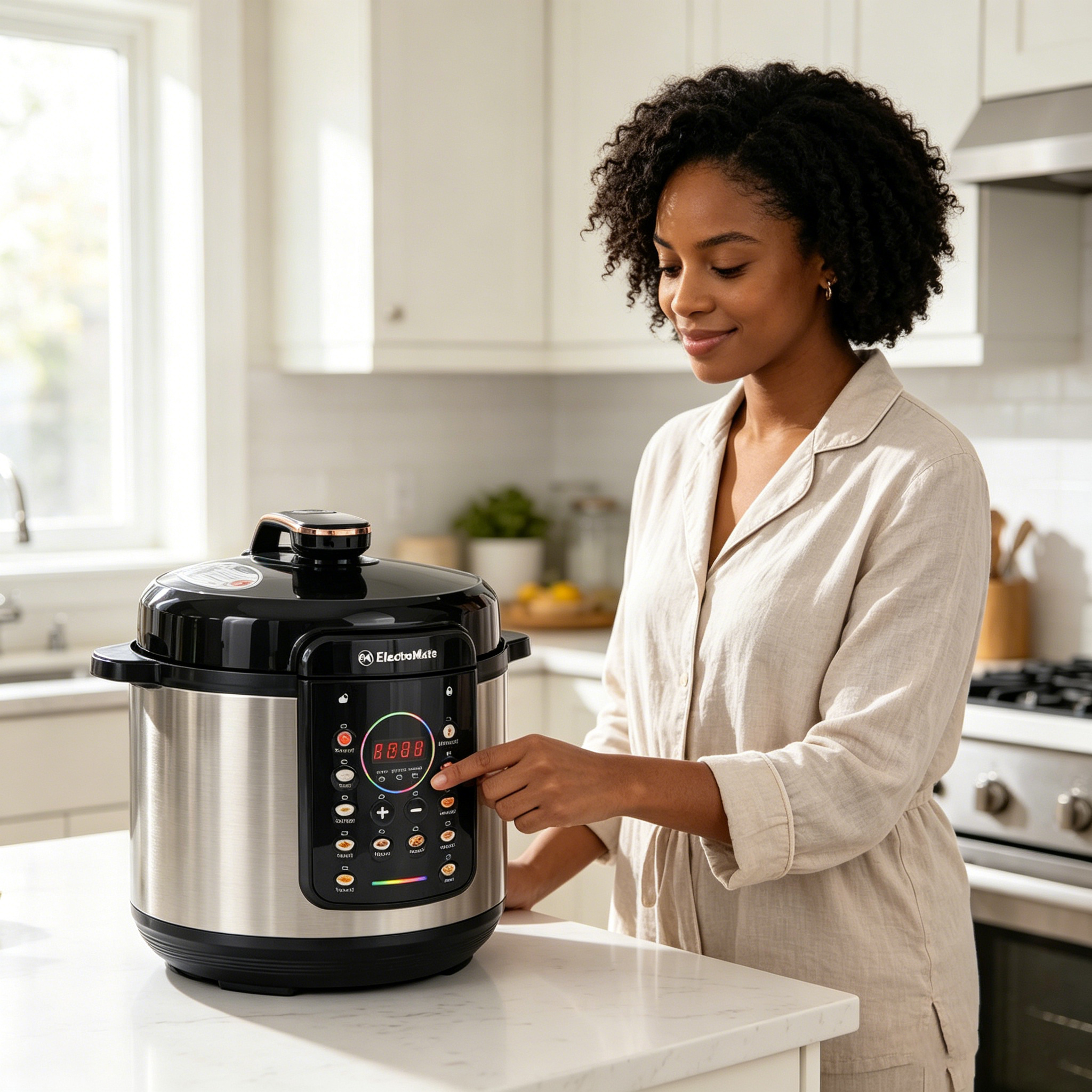 EM Electric Pressure Cooker 6 Litres, Non-Stick - 12 in 1 Multi-functional, Rice, Beans, Meat Cooker EPC03
