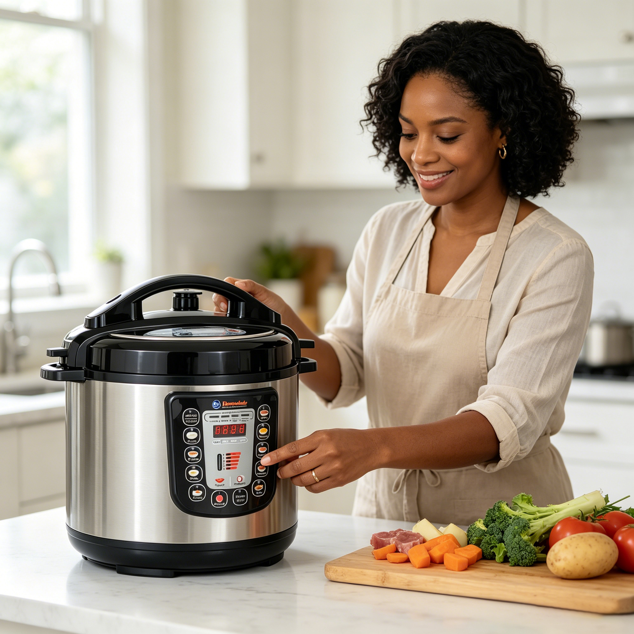 EM Electric Pressure Cooker 6 Litres, Non-Stick - 12 in 1 Multi-functional, Rice, Beans, Meat Cooker EPC02