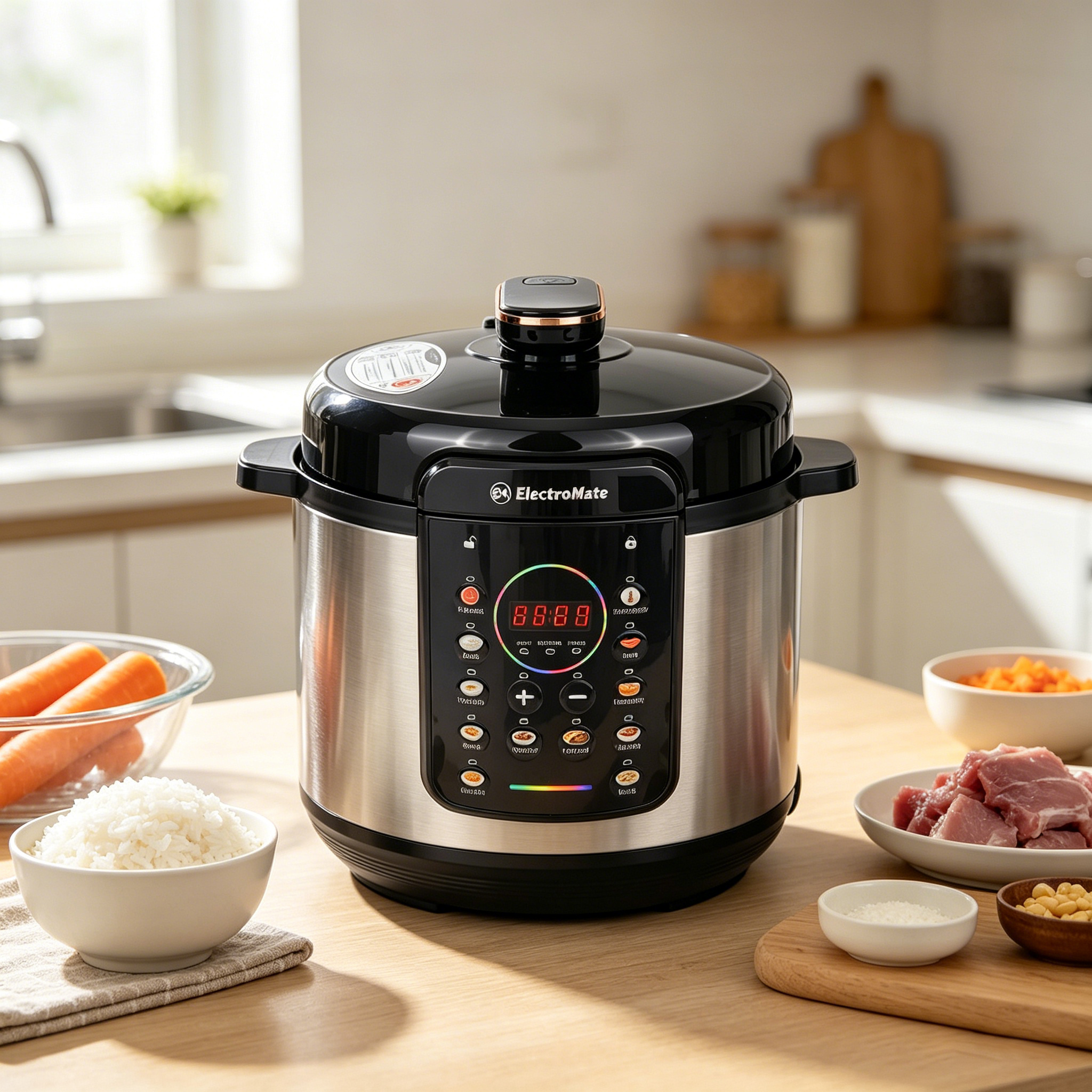 EM Electric Pressure Cooker 6 Litres, Non-Stick - 12 in 1 Multi-functional, Rice, Beans, Meat Cooker EPC03