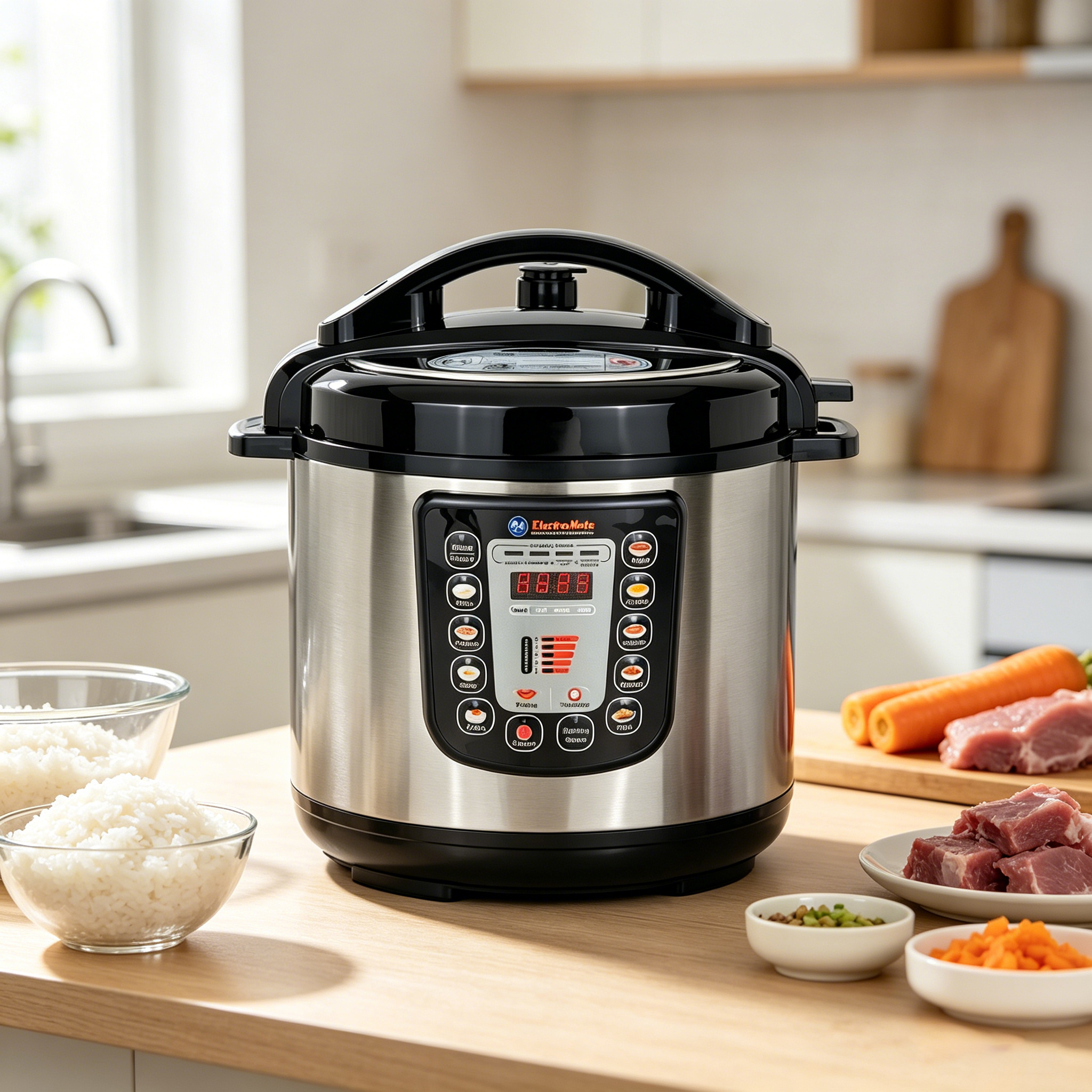 EM Electric Pressure Cooker 6 Litres, Non-Stick - 12 in 1 Multi-functional, Rice, Beans, Meat Cooker EPC02