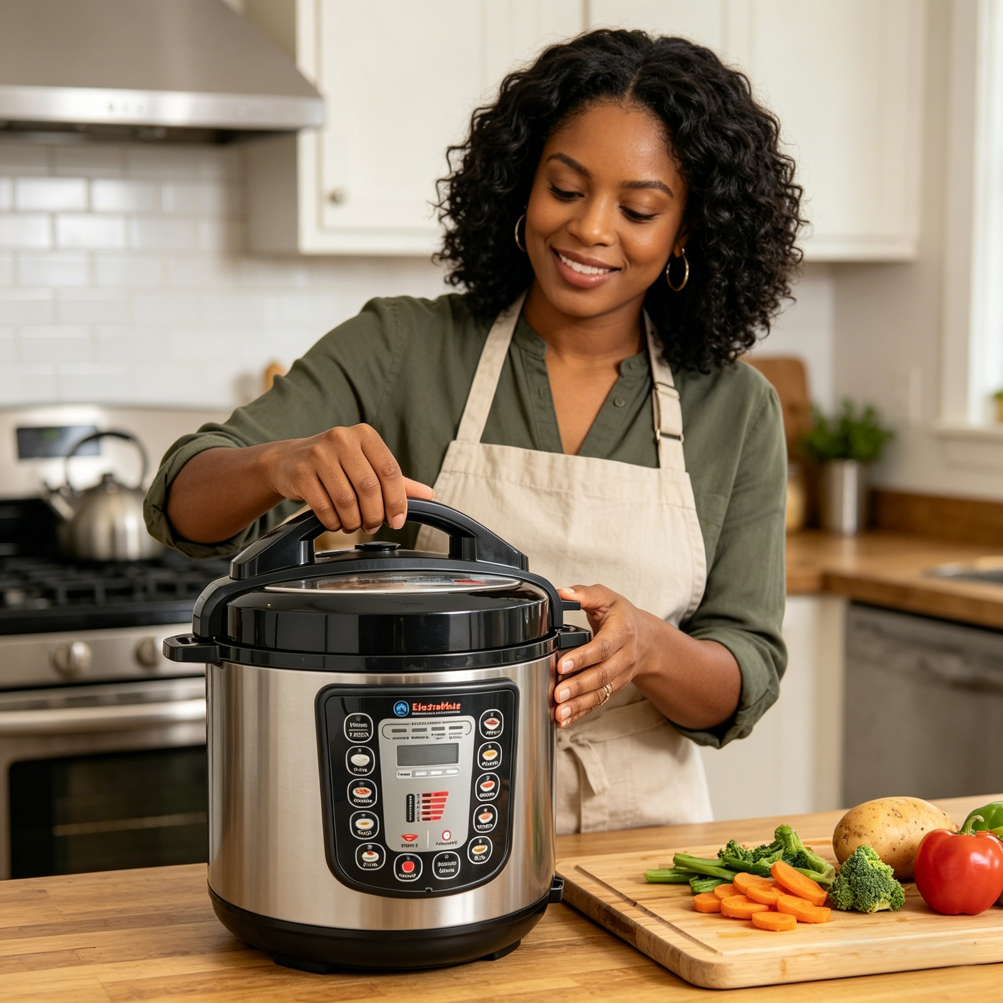 EM Electric Pressure Cooker 6 Litres, Non-Stick - 12 in 1 Multi-functional, Rice, Beans, Meat Cooker EPC02