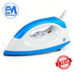 EM Dry Iron Box 1000W with 5-Gear Temperature Control – Lightweight, Non-Stick Soleplate for Fast & Efficient Ironing  ElectroMate