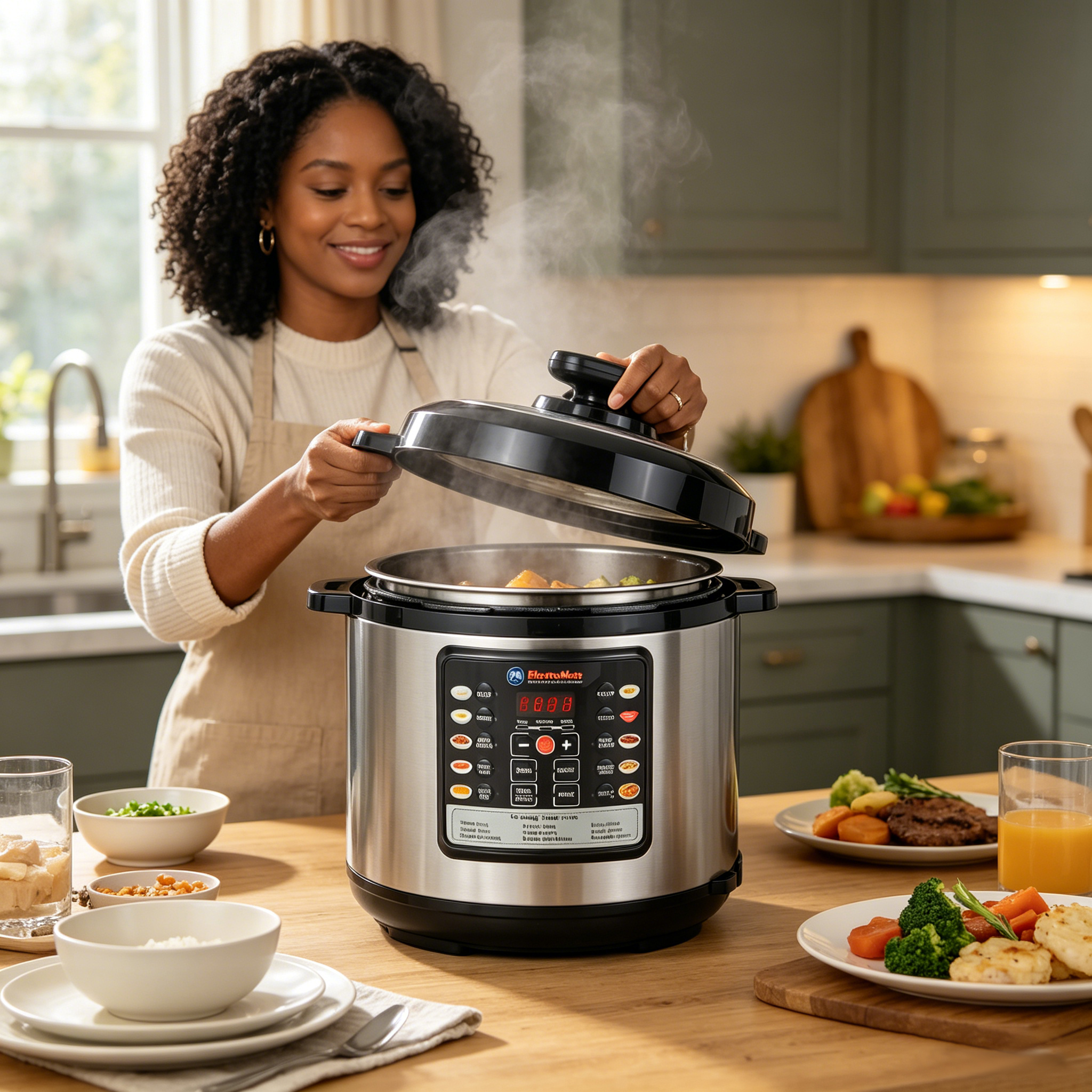 EM Electric Pressure Cooker 6 Litres, Non-Stick - 10 in 1 Multi-functional, Rice, Beans, Meat Cooker EPC01