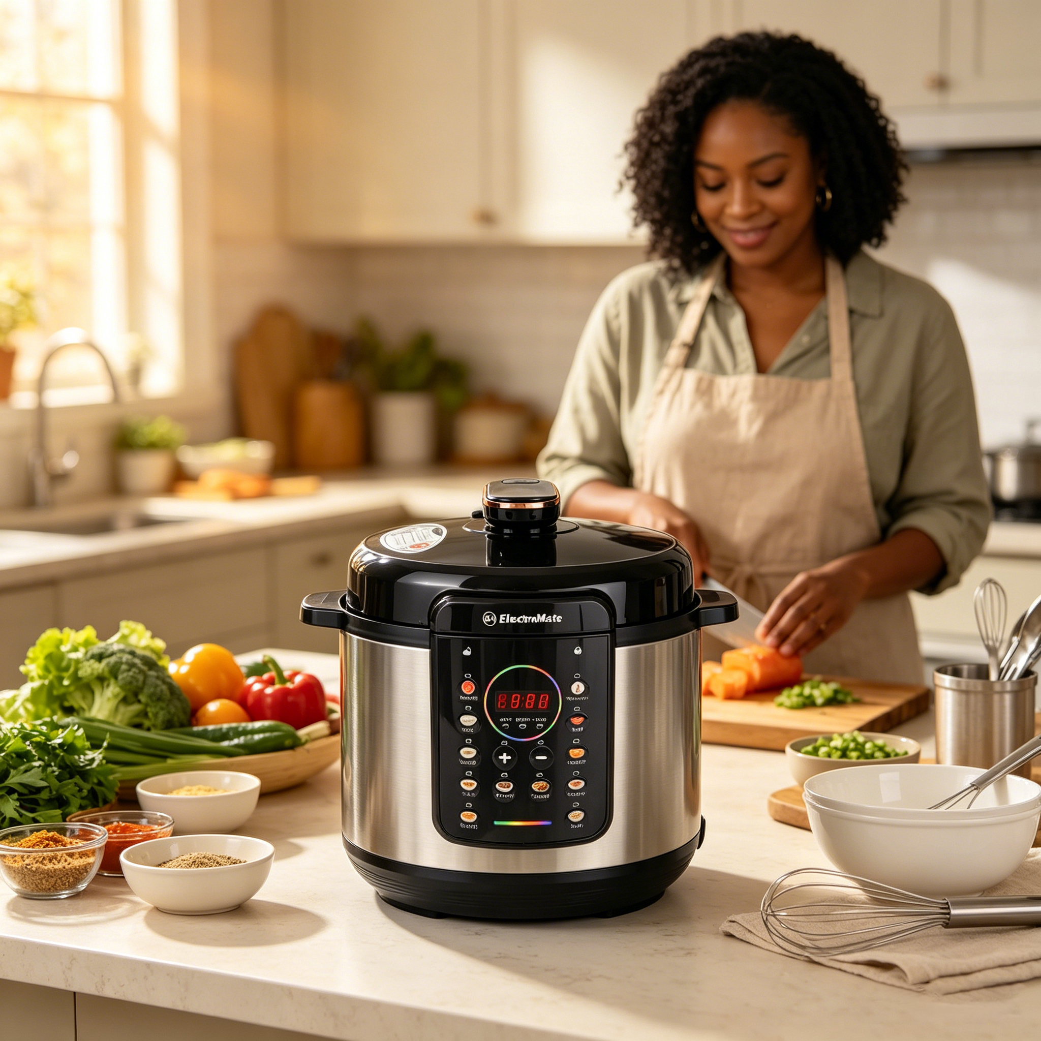 EM Electric Pressure Cooker 6 Litres, Non-Stick - 12 in 1 Multi-functional, Rice, Beans, Meat Cooker EPC03