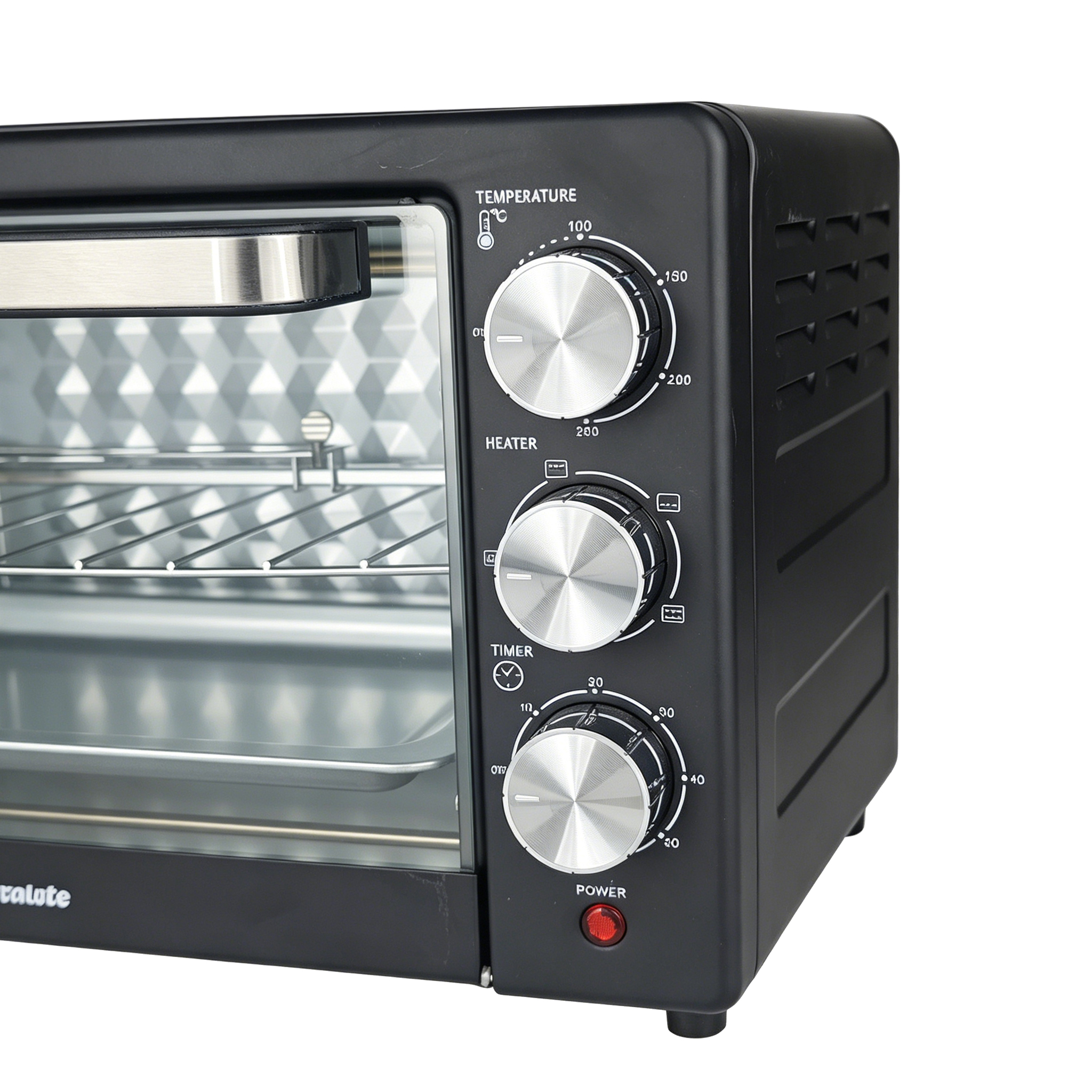 EM 20 Litres Electric Rotisserie Oven – 3 Knob Multi-Function Toaster Oven, Built-in rotisserie function for perfectly roasted chicken, Adjustable temperature control for different recipes EO01 20L