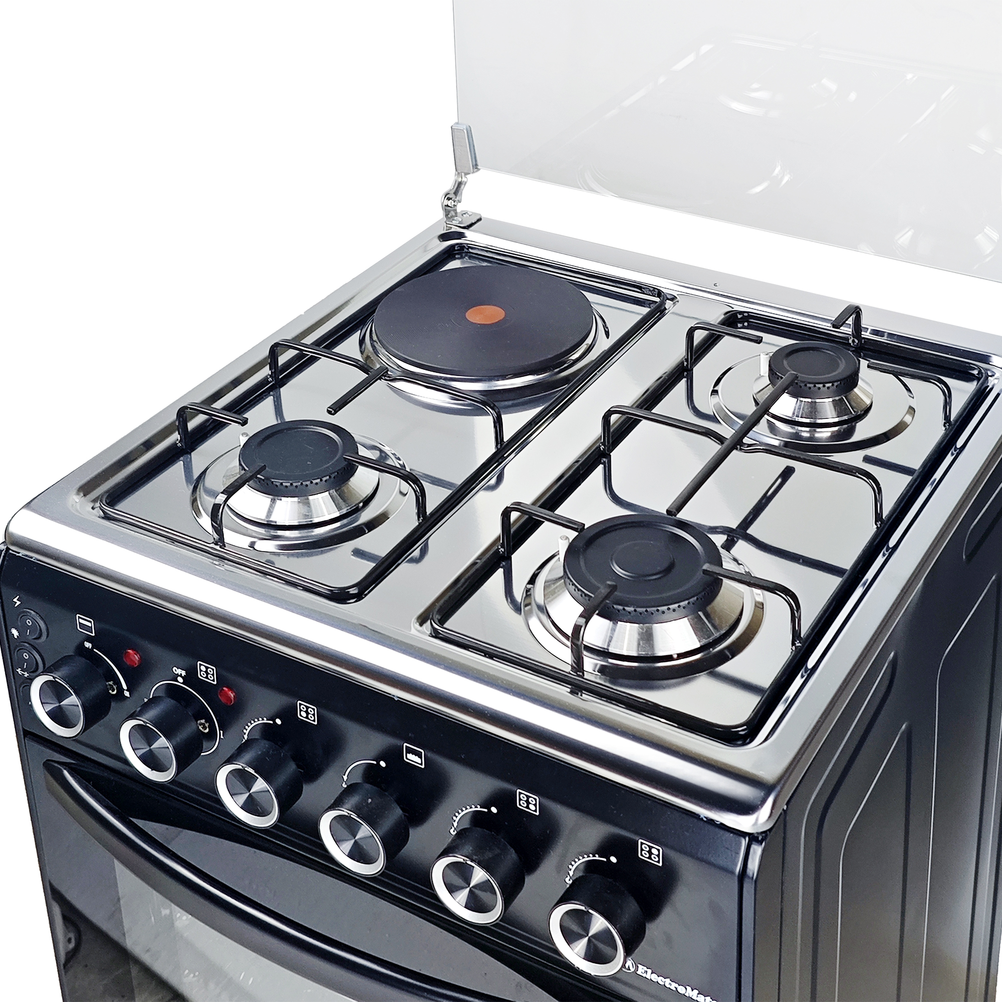 EM 3 Gas + 1 Electric 4 Burners Free Standing Gas Cooker Cooking Range with 60L Oven Automatic lgnition 50X55CM SGC502