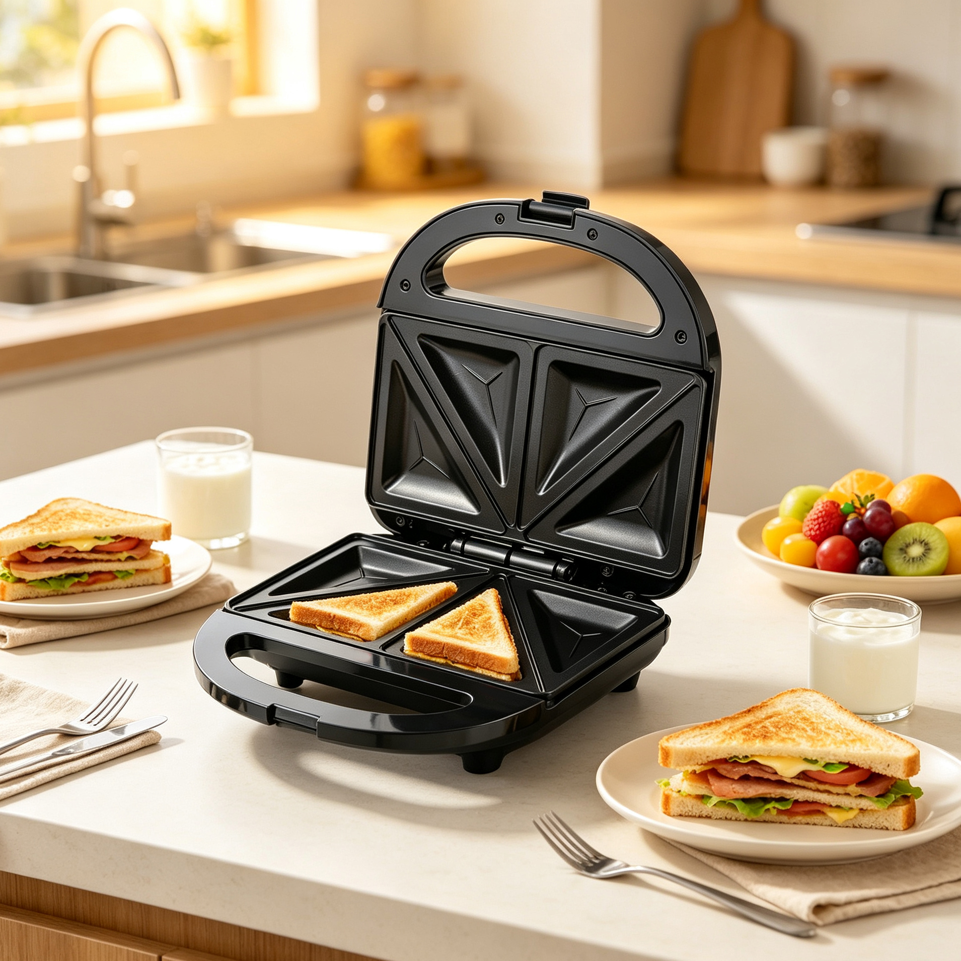 EM Sandwich Maker 2-Slice Non-Stick 750W Toaster for Bread – Perfect for Quick and Easy Snacks  ElectroMate