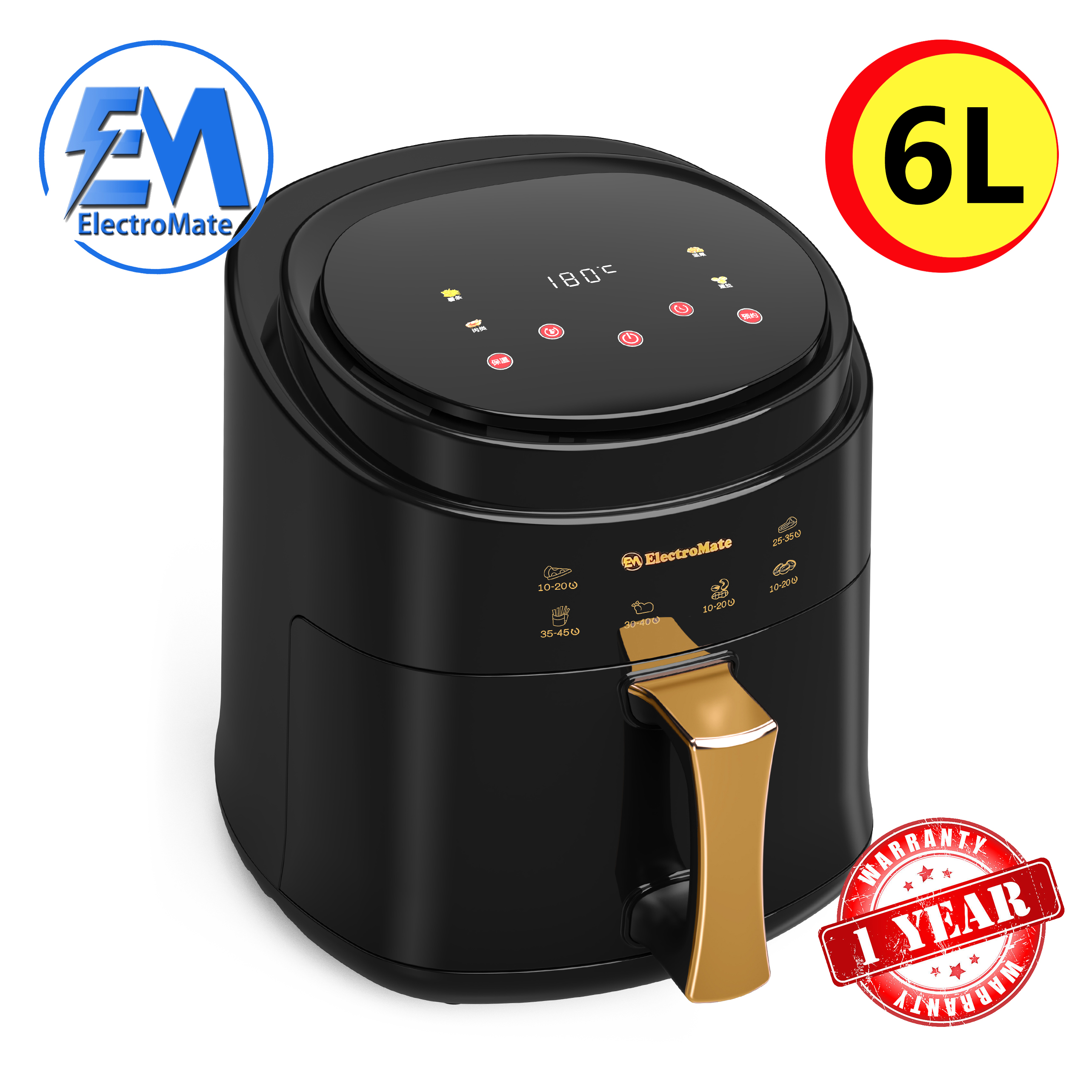 EM Air Fryer 6L multifunctional Electromate Air fryer oven airfryer with  extra large airfryer with manual control AF02