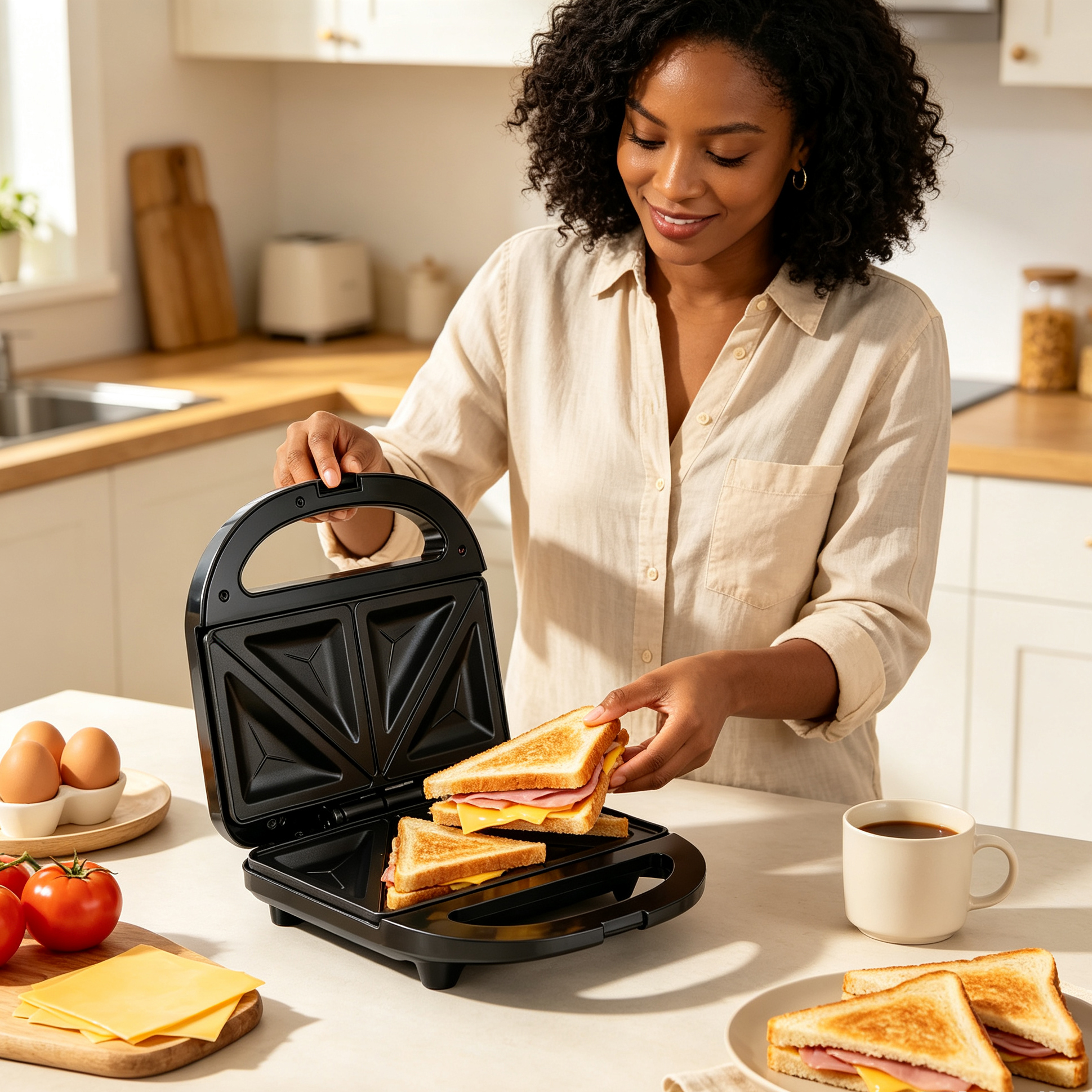 EM Sandwich Maker 2-Slice Non-Stick 750W Toaster for Bread – Perfect for Quick and Easy Snacks  ElectroMate