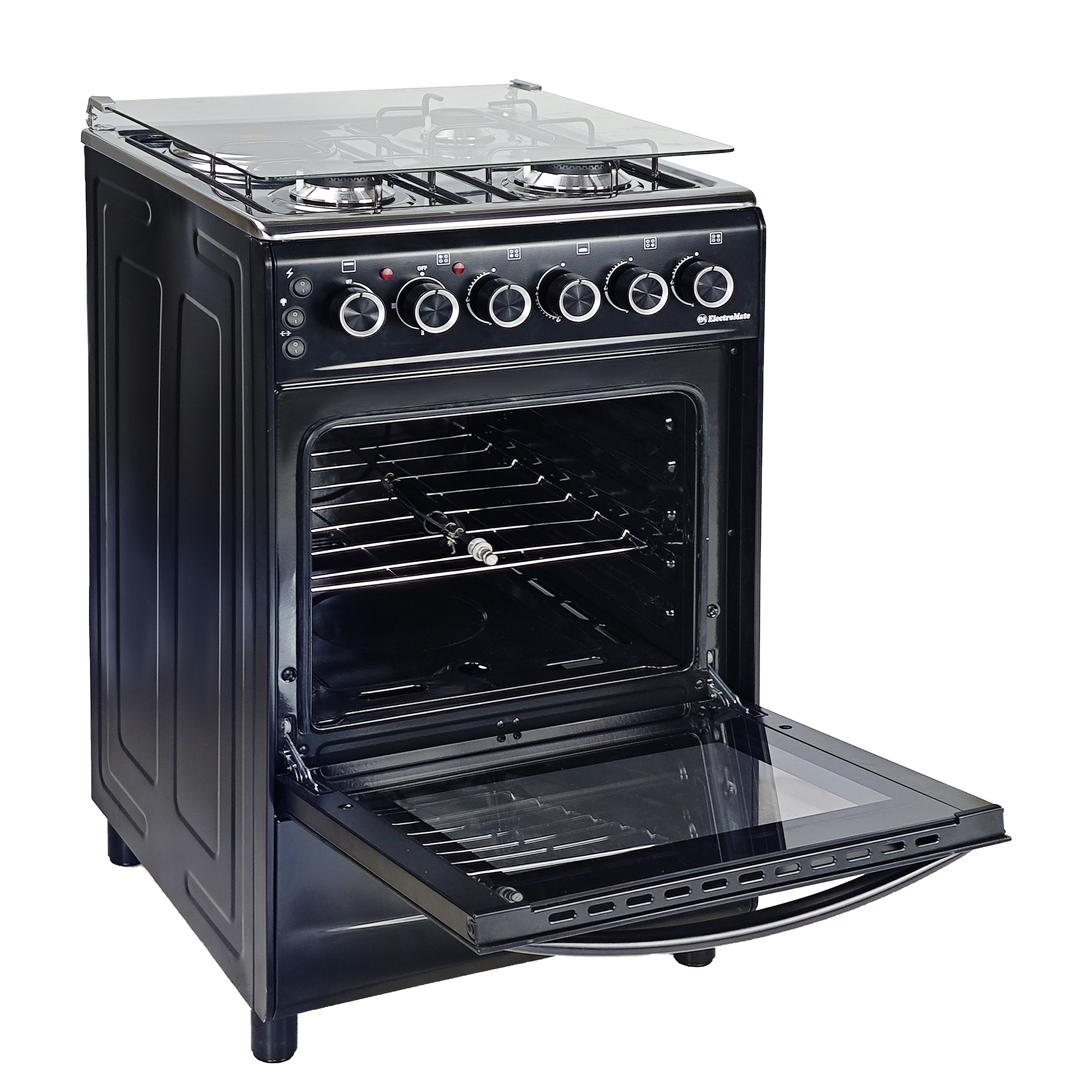 EM 3 Gas + 1 Electric 4 Burners Free Standing Gas Cooker Cooking Range with 60L Oven Automatic lgnition 50X55CM SGC502