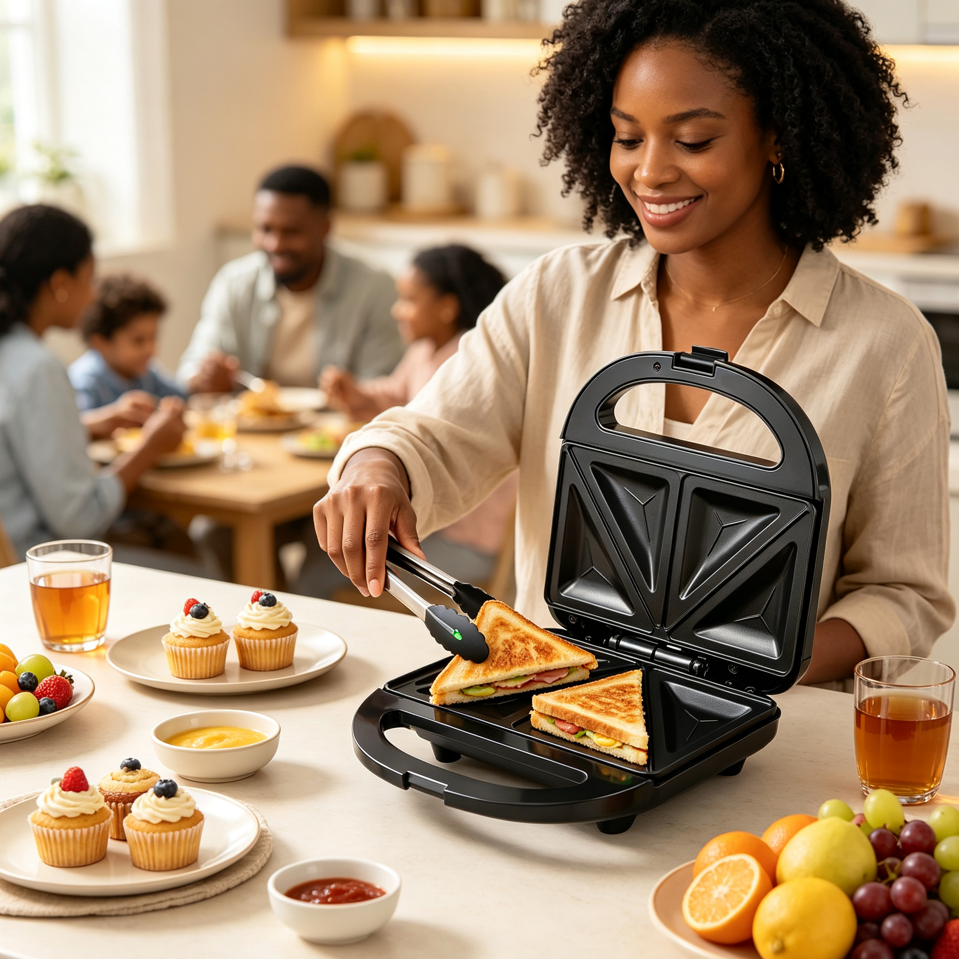EM Sandwich Maker 2-Slice Non-Stick 750W Toaster for Bread – Perfect for Quick and Easy Snacks  ElectroMate